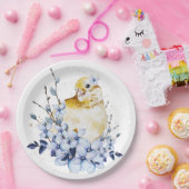 Vogel en bloemen papieren bordje (Feest)