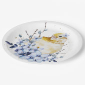 Vogel en bloemen papieren bordje (Gekanteld)