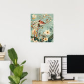 Vogel en Bloemen Poster (Thuiskantoor)