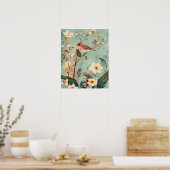 Vogel en Bloemen Poster (Keuken)