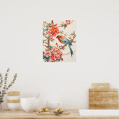 Vogel en Bloemen Poster (Keuken)
