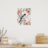 Vogel en Bloemen Poster (Keuken)