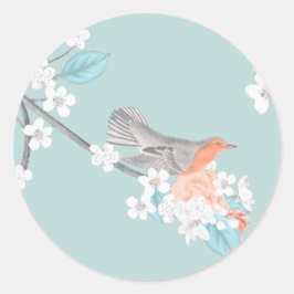 Vogel en bloemen ronde sticker