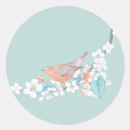 Vogel en bloemen ronde sticker