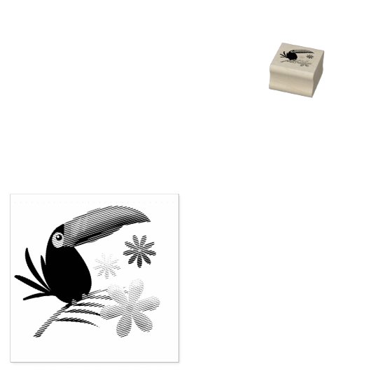 Vogel en Bloemen Rubberstempel (Gestempeld)