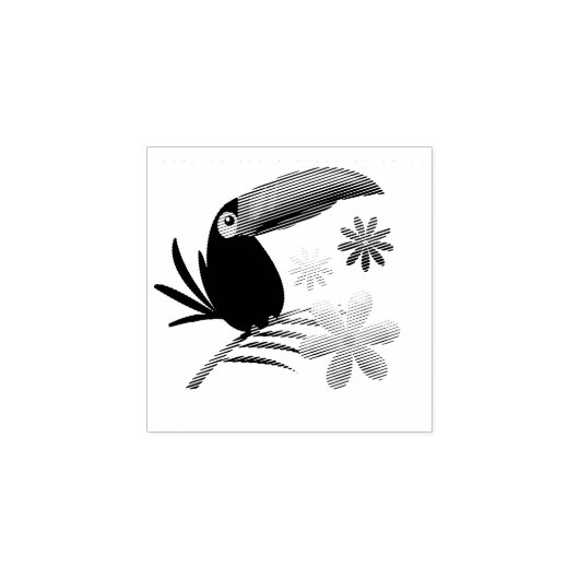 Vogel en Bloemen Rubberstempel (Afrduk)