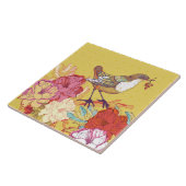 Vogel en bloemen  tegeltje (Zijkant)