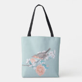 Vogel en bloemen tote bag (Achterkant)