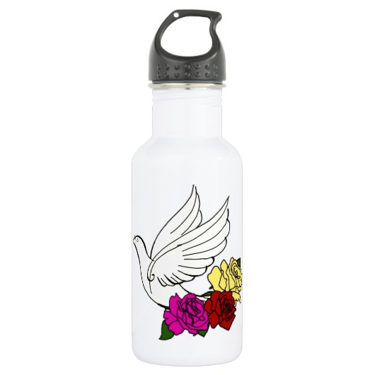 Vogel en bloemen waterfles (Voorkant)