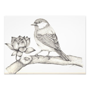 Vogel en bloemkool foto afdruk