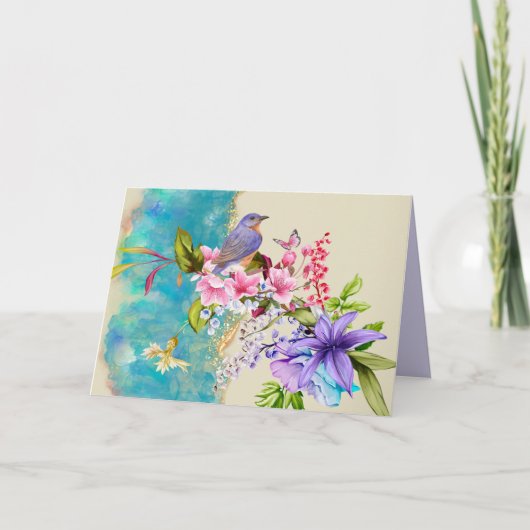 Vogel- en bloemnoot-Kaart Notitiekaartje (Voorkant)