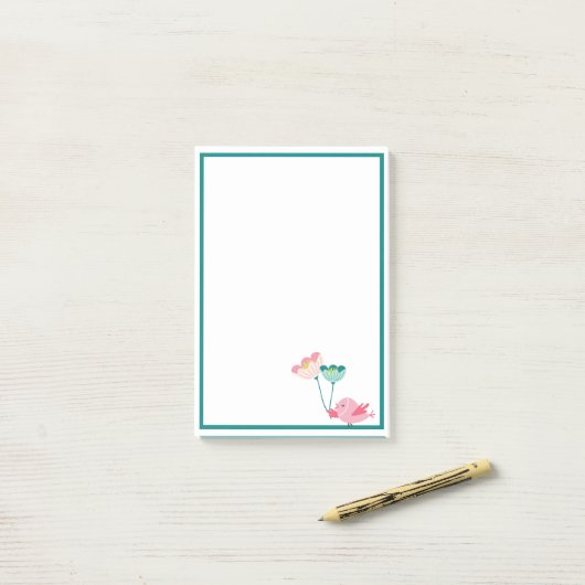 Vogel- en bloemnotities post-it® notes (Op bureau)
