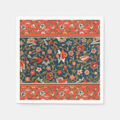 Vogel- en bloempatroon in Perzisch blauw rood Servet (Voorkant)
