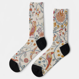 Vogel- en bloempatroon, William Morris Sokken