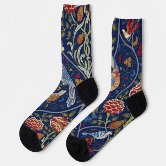 Vogel- en bloempatroon, William Morris Sokken (Links)