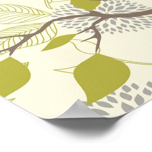 Vogel- en bloemPoster Poster (Hoek)