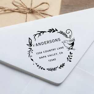 Vogel en botanisch Wreater Return-adres Rubberstempel