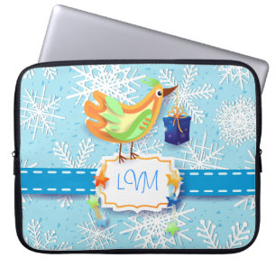 Vogel en cadeau, laptop hoesje sleeve
