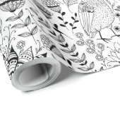 Vogel- en doedelpatronen verpakkingspapier cadeaupapier (Rol Hoek)