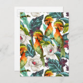 Vogel en exotisch bloemenpatroon 2 briefkaart (Voorkant / Achterkant)