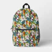 Vogel en exotisch bloemenpatroon | Monogram 2 Bedrukte Rugzak (Voorkant)