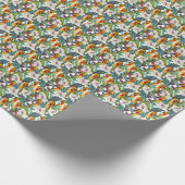 Vogel en exotisch bloemenpatroon | Monogram 2 Cadeaupapier (Hoek)