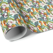 Vogel en exotisch bloemenpatroon | Monogram 2 Cadeaupapier (Rol Hoek)