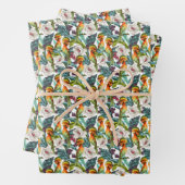 Vogel en exotisch bloemenpatroon | Monogram 2 Inpakpapier Vel (In situ)