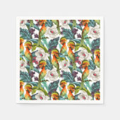 Vogel en exotisch bloemenpatroon | Monogram 2 Servet (Voorkant)