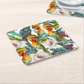 Vogel en Exotisch Patroon 2 van de Bloem Kartonnen Onderzetters (Schuin)