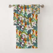 Vogel- en exotische bloempatroon bad handdoek (Insitu)
