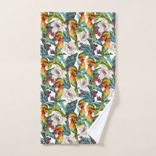 Vogel- en exotische bloempatroon bad handdoek (Handdoek)