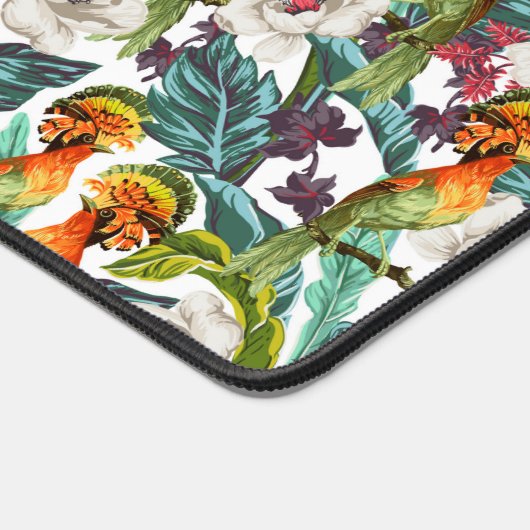 Vogel- en exotische bloempatroon bureaumat (Hoek)