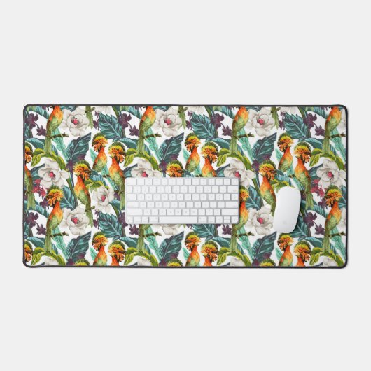 Vogel- en exotische bloempatroon bureaumat (Keyboard & Muis)