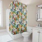 Vogel- en exotische bloempatroon douchegordijn (In situ)