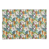 Vogel- en exotische bloempatroon kussensloop (Voorkant-Rechts)