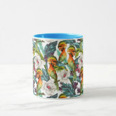 Vogel- en exotische bloempatroon mok (Midden)