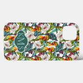 Vogel- en exotische bloempatroon | Monogram Case-Mate iPhone Case (Achterkant (horizontaal))