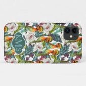 Vogel- en exotische bloempatroon | Monogram Case-Mate iPhone Case (Achterkant (horizontaal))
