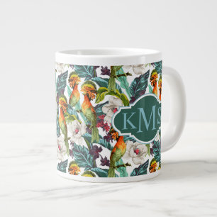 Vogel- en exotische bloempatroon Monogram Grote Koffiekop