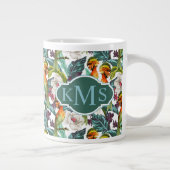 Vogel- en exotische bloempatroon | Monogram Grote Koffiekop (Rechts)
