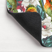 Vogel- en exotische bloempatroon | Monogram Muismat (Hoek)