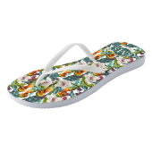 Vogel- en exotische bloempatroon | Monogram Teenslippers (Schuin)
