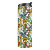 Vogel- en exotische bloempatroon | Monogram Thermosbeker (Gedraaid links)