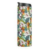 Vogel- en exotische bloempatroon | Monogram Thermosbeker (Geroteerd rechts)