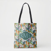 Vogel- en exotische bloempatroon | Monogram Tote Bag (Voorkant)