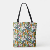 Vogel- en exotische bloempatroon | Monogram Tote Bag (Achterkant)