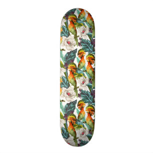 Vogel- en exotische bloempatroon persoonlijk skateboard