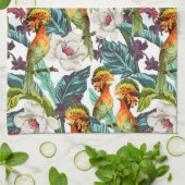 Vogel- en exotische bloempatroon theedoek (Gevouwen)