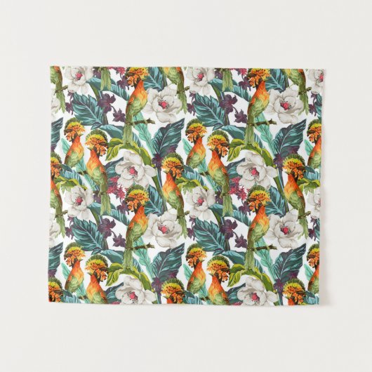 Vogel- en exotische bloempatroon wandkleed (Voorkant (horizontaal))